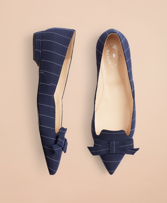 Pinstripe Point-Toe Flats - Brooks Brothers Outlet