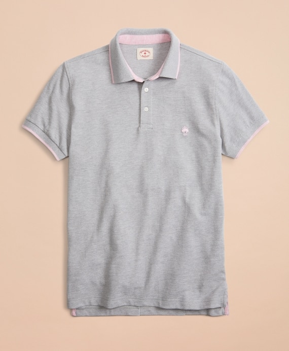 Tipped Heathered Pique Polo Shirt - Brooks Brothers Factory Outlet