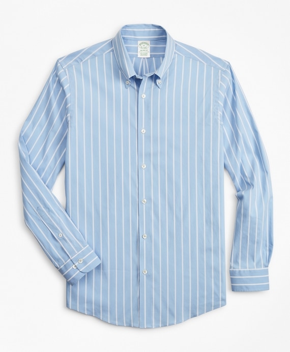 Milano Slim-Fit Sport Shirt, Performance Series with COOLMAX&reg;, Ground Stripe - Brooks Brothers Outlet