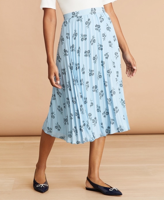 Floral-Print Pleated Skirt - Brooks Brothers Outlet
