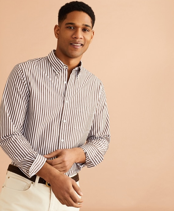 Striped Cotton Broadcloth Shirt - Brooks Brothers Outlet