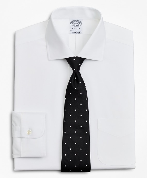 Stretch Regent Fitted Dress Shirt, Non-Iron Poplin English Collar - Brooks Brothers Outlet