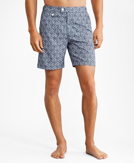 Newport 7 Floral Print Swim Trunks - Brooks Brothers Outlet