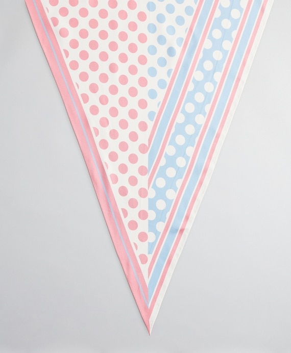 Polka-Dot-Print Silk Diamond Scarf - Brooks Brothers Outlet