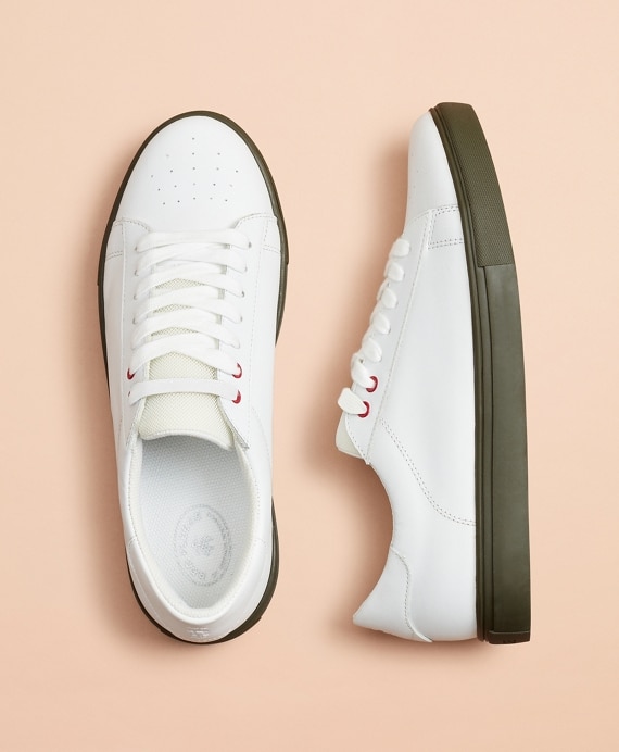 Color-Contrast Leather Sneakers - Brooks Brothers Outlet