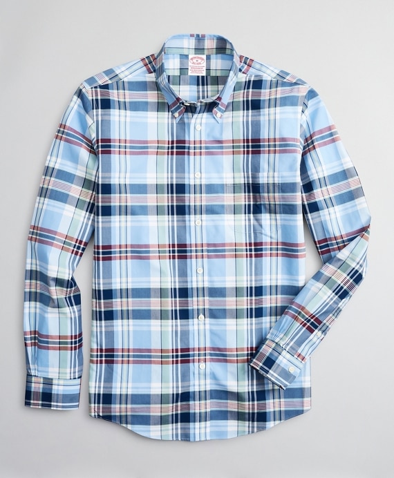 Stretch Madison Classic-Fit Sport Shirt, Non-Iron Multi-Plaid - Brooks Brothers Outlet