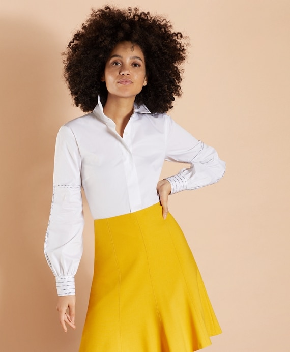 Bishop-Sleeve Poplin Blouse - Brooks Brothers Outlet