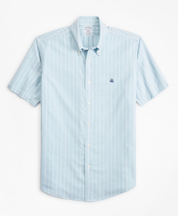 Stretch Regent Fitted Sport Shirt, Non-Iron Short-Sleeve Stripe - Brooks Brothers Outlet