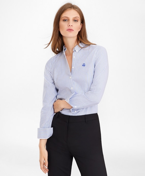 Non-Iron Tailored-Fit Bengal Stripe Supima&reg; Cotton Pinpoint Oxford Shirt - Brooks Brothers Outlet