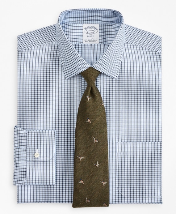 Stretch Regent Fitted Dress Shirt, Non-Iron Check - Brooks Brothers Outlet