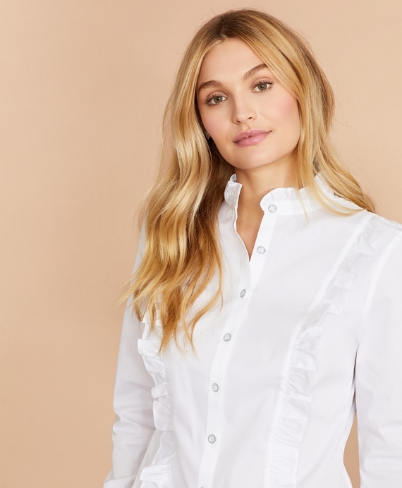 Ruffled Poplin Shirt - Brooks Brothers Outlet