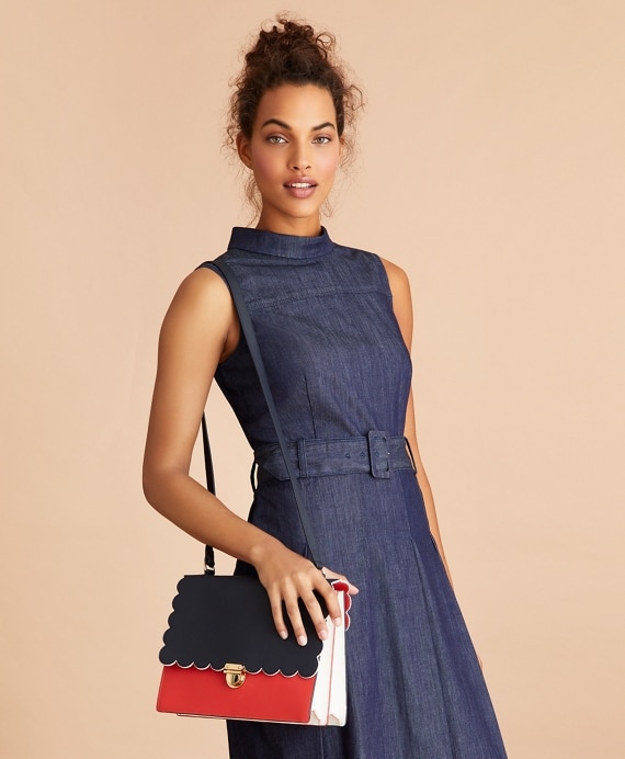 Color-Block Saffiano Leather Shoulder Bag - Brooks Brothers Outlet