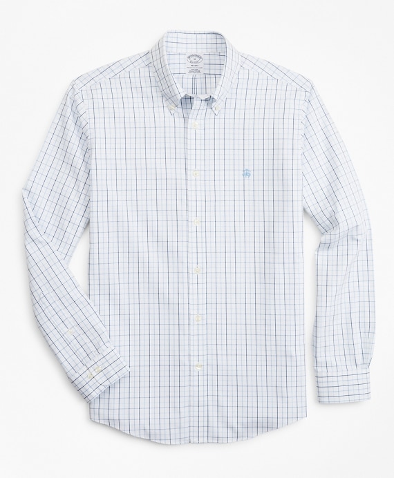 Stretch Regent Fitted Sport Shirt, Non-Iron Windowpane - Brooks Brothers Outlet