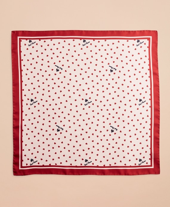 Heart-Print Silk Square Scarf - Brooks Brothers Outlet