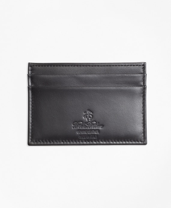 Leather with Black Watch Card Case - Brooks Brothers Outlet