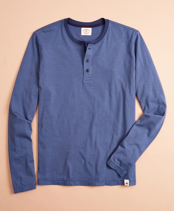 Striped Jersey Long-Sleeve Henley - Brooks Brothers Factory Outlet