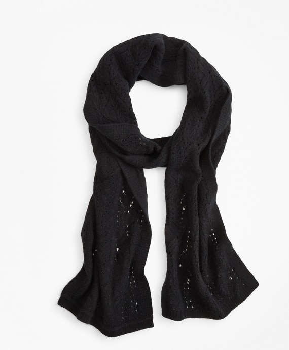 Pointelle Cable-Knit Cashmere Scarf - Brooks Brothers Factory Outlet