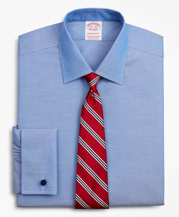 Stretch Madison Classic-Fit Dress Shirt, Non-Iron Pinpoint Ainsley Collar French Cuff - Brooks Brothers Outlet