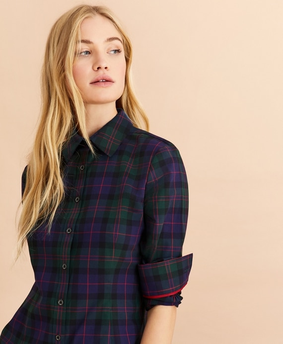Tartan Cotton Twill Shirt - Brooks Brothers Outlet