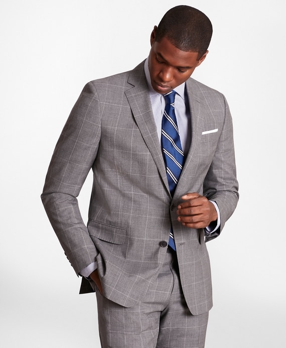 BrooksGate&trade; Regent-Fit Windowpane Wool Suit Jacket - Brooks Brothers Outlet