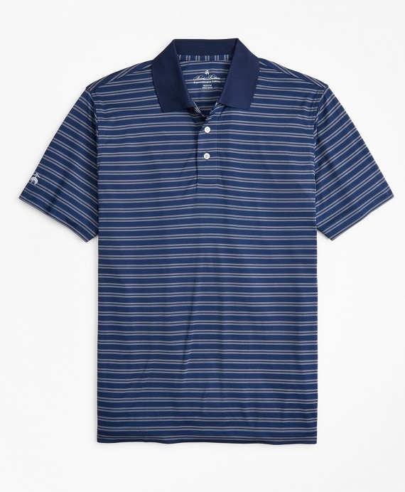 Performance Series Textured Double-Stripe Polo Shirt - Brooks Brothers Outlet