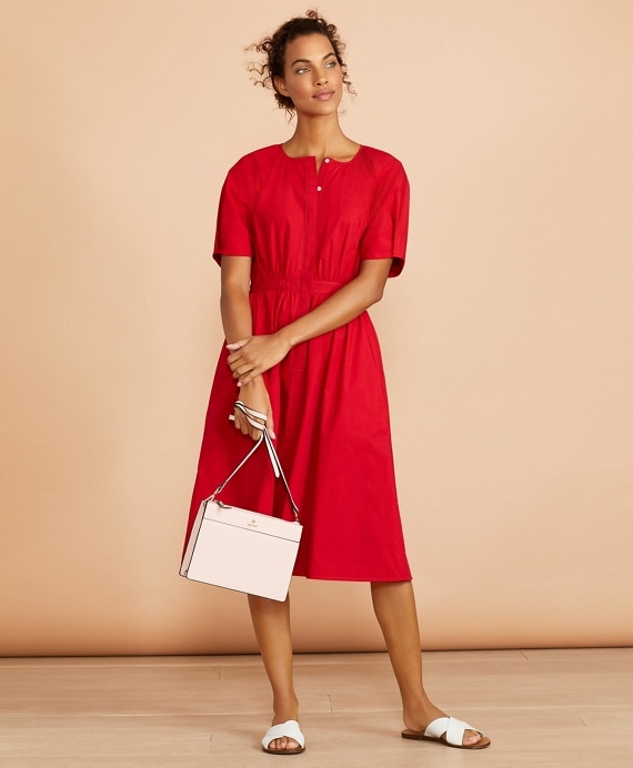 Stretch Cotton Shirt Dress - Brooks Brothers Outlet