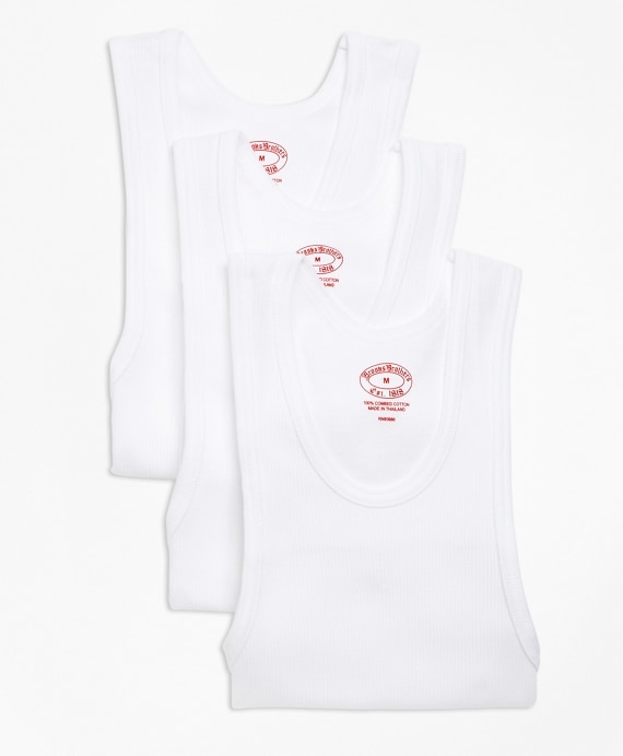 Boys Cotton Athletic Tank Undershirt - Three Pack - Brooks Brothers Factory Outlet