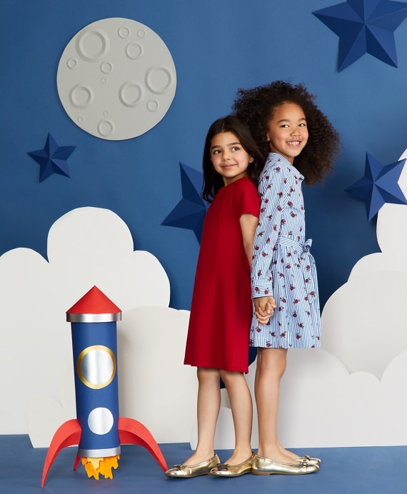 Girls Floral Stripe Shirtdress - Brooks Brothers Outlet
