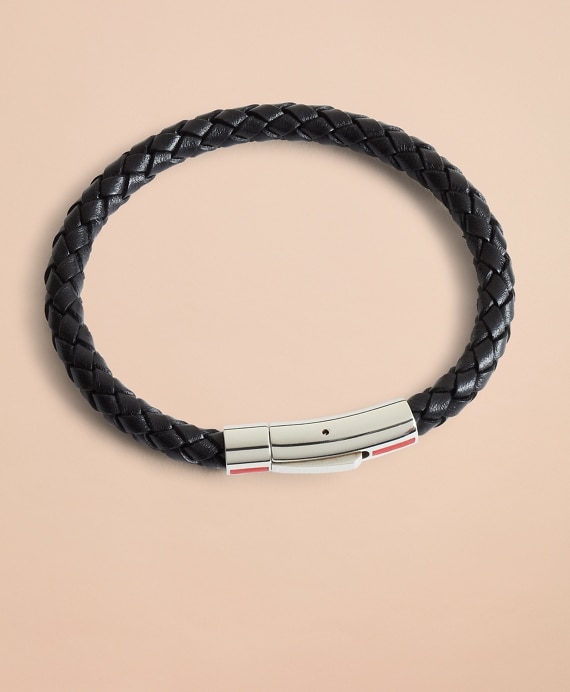 Clasped Leather Bracelet - Brooks Brothers Factory Outlet