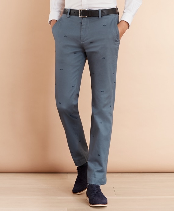 Bicycle-Print Cotton Twill Chinos - Brooks Brothers Outlet