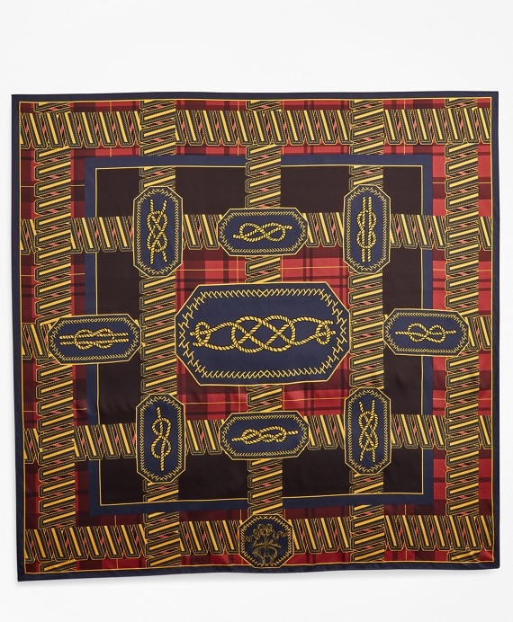 Knot-Print Silk Square Scarf - Brooks Brothers Factory Outlet