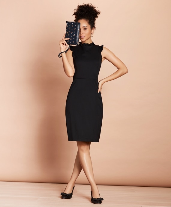 Ruffle-Trimmed Stretch Wool Sheath Dress - Brooks Brothers Outlet