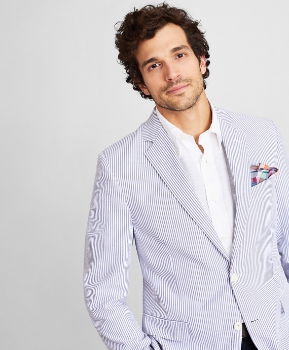 Regent Fit Stripe Seersucker Sport Coat - Brooks Brothers Factory Outlet