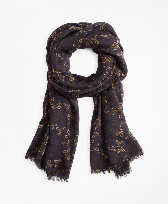 Leaf Print Scarf - Brooks Brothers Outlet
