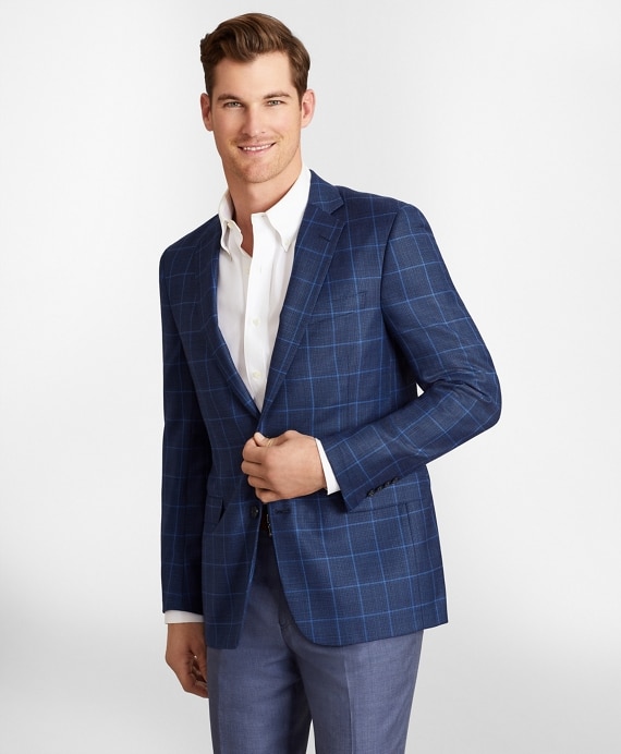 Regent Fit Hopsack Windowpane Sport Coat - Brooks Brothers Outlet