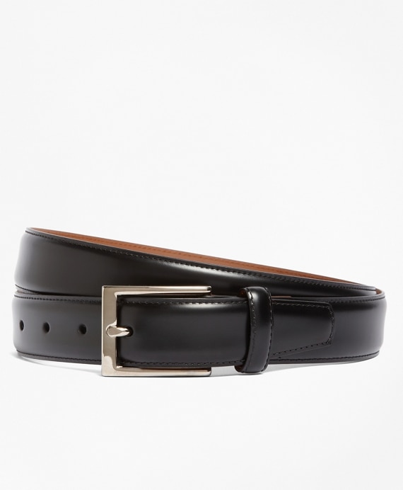 Silver Buckle Leather Dress Belt - Brooks Brothers Factory Outlet