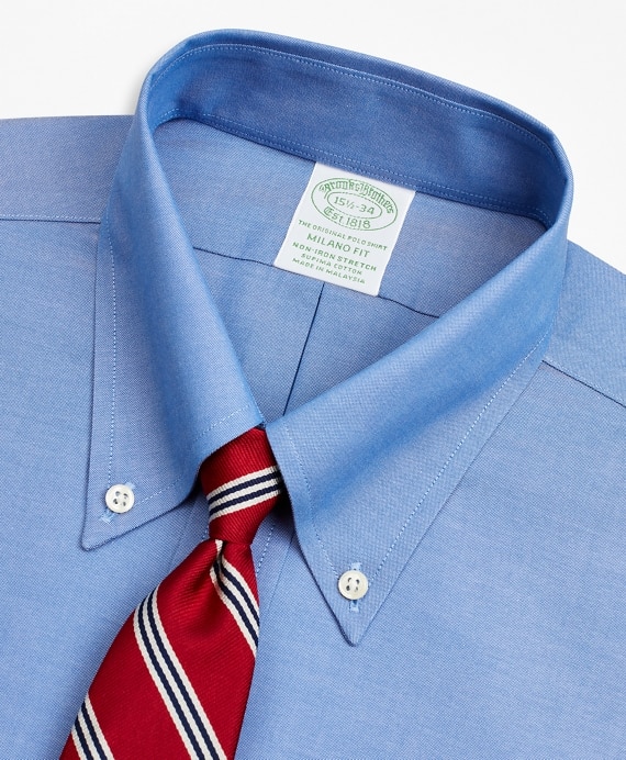 Stretch Milano Slim-Fit Dress Shirt, Non-Iron Pinpoint Button-Down Collar - Brooks Brothers Outlet
