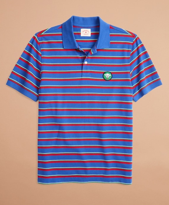Striped Pique Patch Polo Shirt - Brooks Brothers Factory Outlet