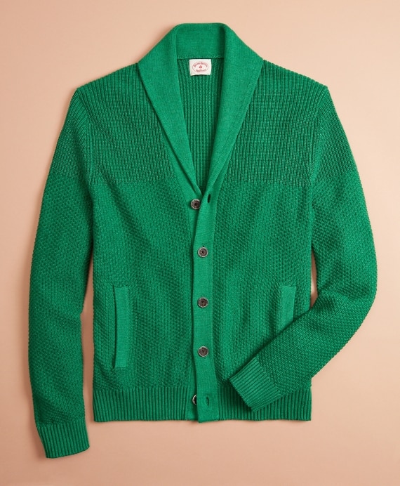 Textured Shawl-Collar Cardigan Sweater - Brooks Brothers Outlet