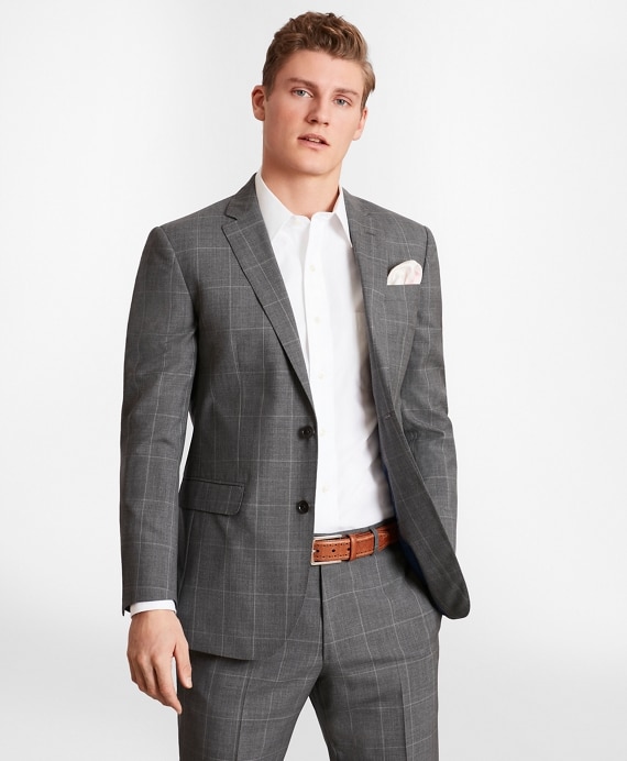 BrooksGate&trade; Milano-Fit Windowpane Wool Suit Jacket - Brooks Brothers Outlet