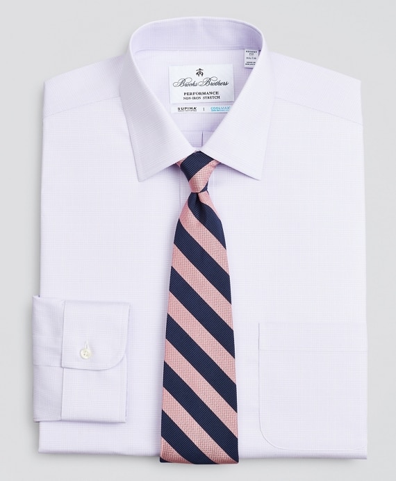 Regent Fitted Dress Shirt, Performance Non-Iron with COOLMAX&reg;, Ainsley Collar Twill Check - Brooks Brothers Outlet