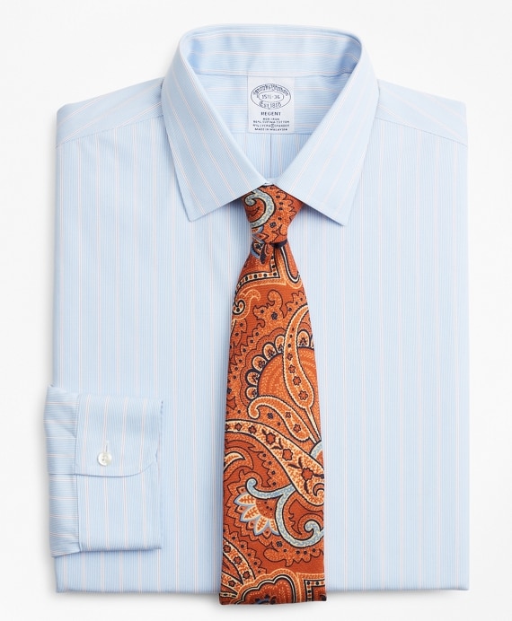 Stretch Regent Fitted Dress Shirt, Non-Iron Pinstripe - Brooks Brothers Outlet