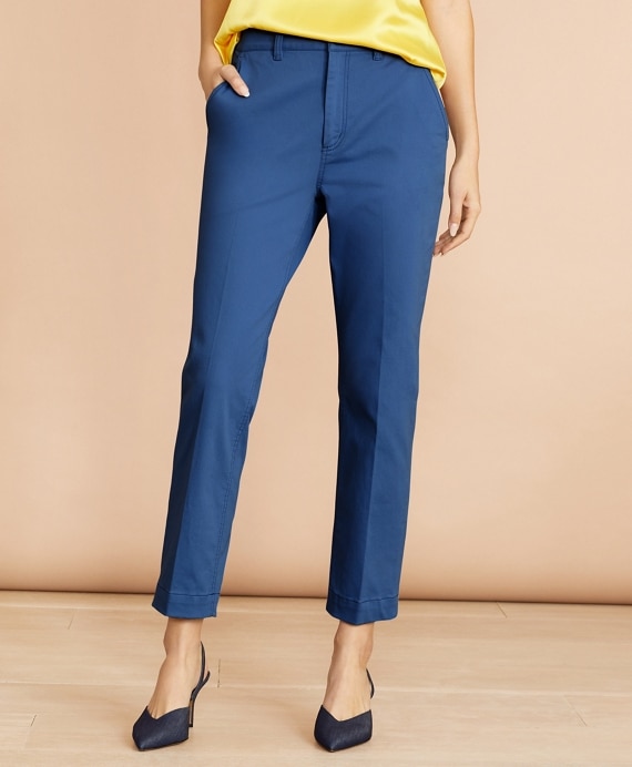 Stretch Cotton Twill Ankle Pants - Brooks Brothers Outlet
