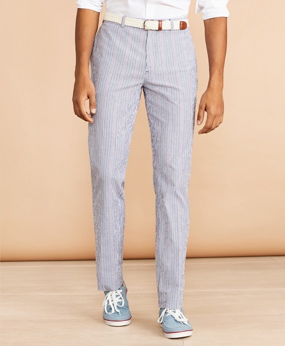 Multi-Color Striped Seersucker Trousers - Brooks Brothers Outlet