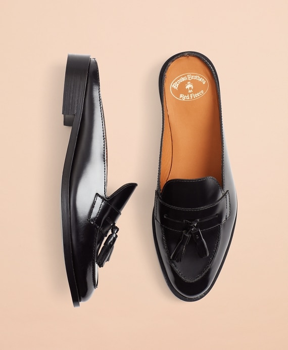 Leather Tassel Loafer Mules - Brooks Brothers Outlet