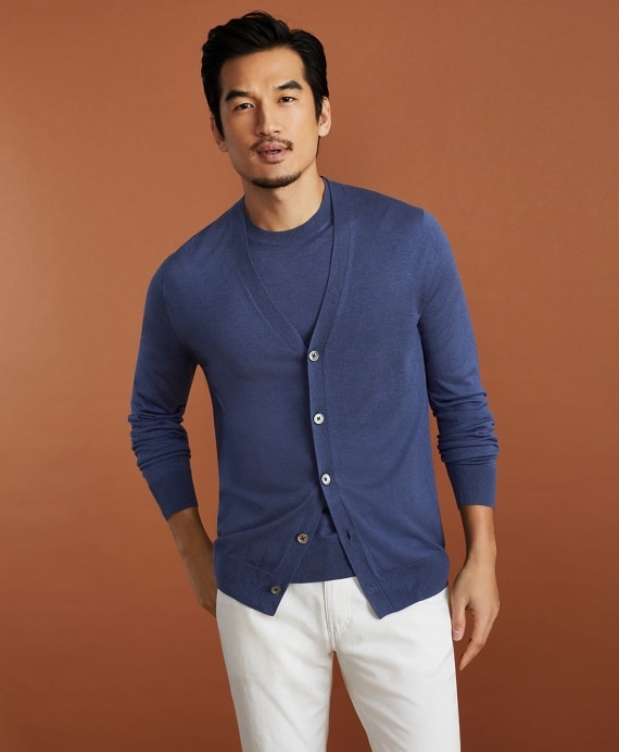 Golden Fleece&reg; 3-D Knit Fine-Gauge Silk Cardigan Sweater - Brooks Brothers Outlet