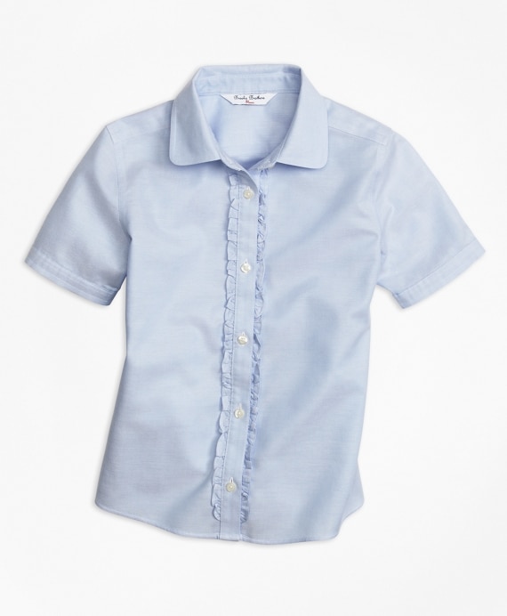Girls Non-Iron Short-Sleeve Oxford - Brooks Brothers Outlet