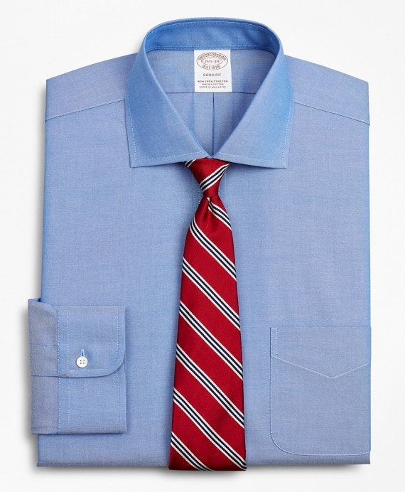 Stretch Soho Extra-Slim-Fit Dress Shirt, Non-Iron Pinpoint English Collar - Brooks Brothers Outlet