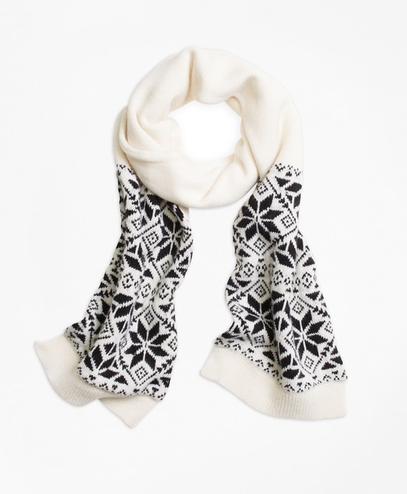 Girls Wool Blend Snowflake Fair Isle Scarf - Brooks Brothers Factory Outlet