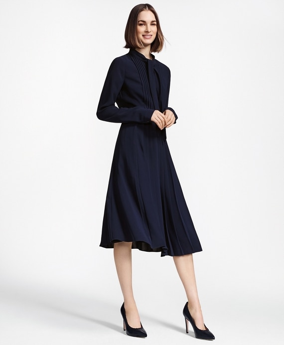 Pleated Crepe Dress - Brooks Brothers Outlet